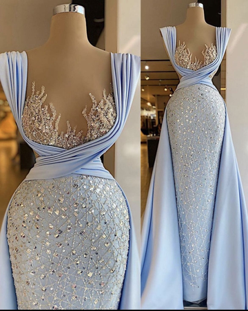 Niulatu Luxury Sparkly Prom Dress Sequined Sleeveless Evening Gowns Floor-Length Dress HZ1007